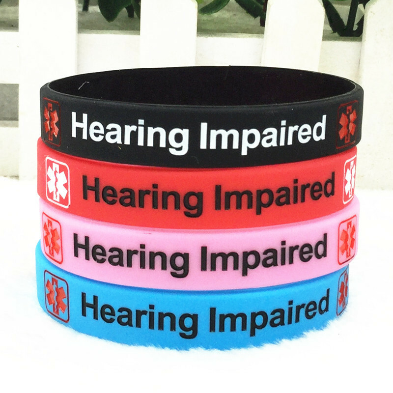 Hearing Impaired Silicone Wristband Medical Alert Awareness Bracelets
