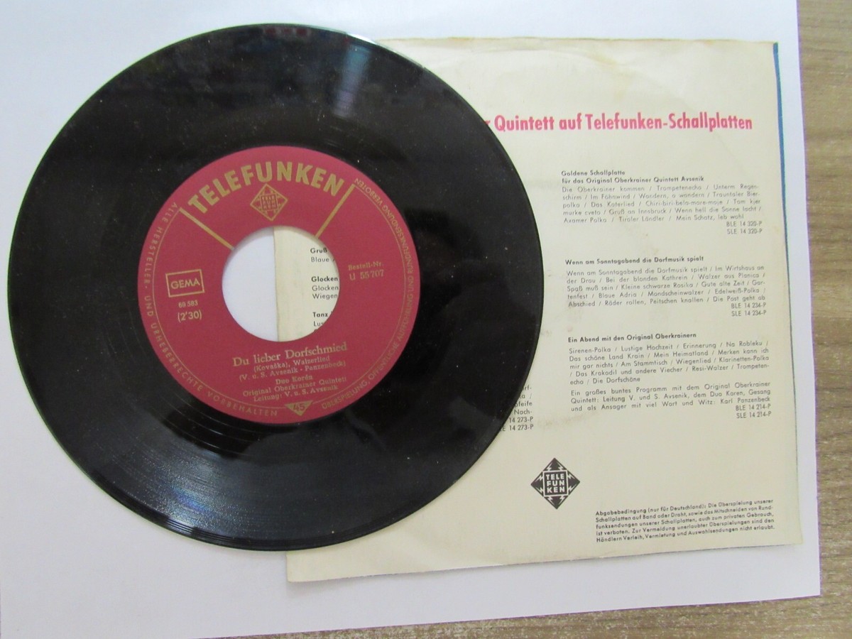 Old 45 RPM German Record - Telefunken U 55 707 - Original