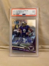 2023 Bowman Chrome University #141 Michael Penix Jr. Autograph PSA 9