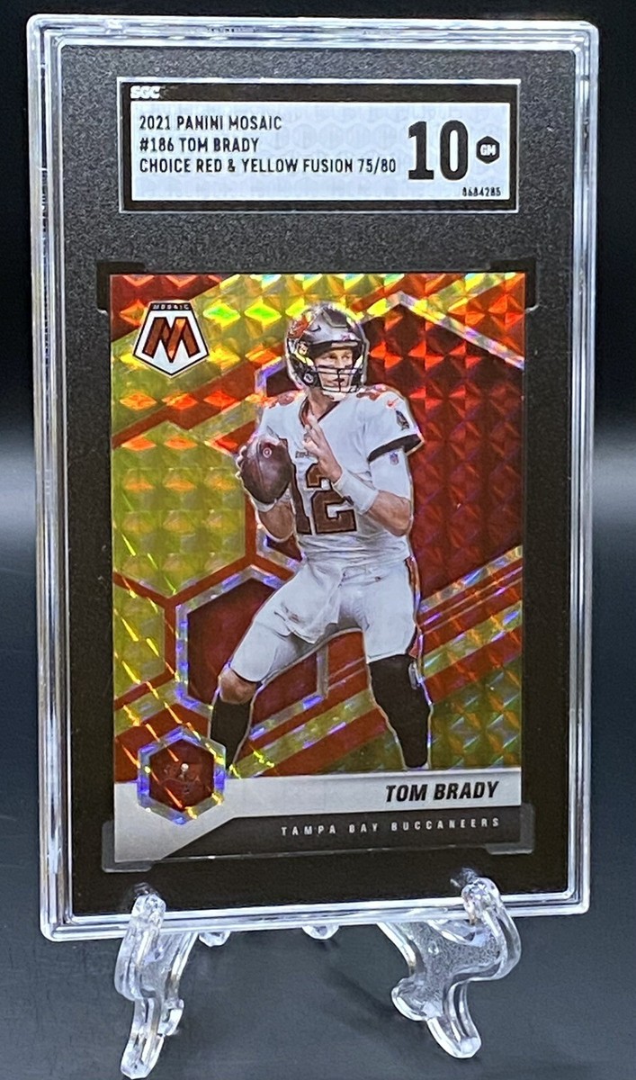 PANINI MOSAIC 2021 ダビドビジャ直筆サインカード Tom Brady 2021 Mosaic Choice Fusion Red & Yellow Prizm 75/80