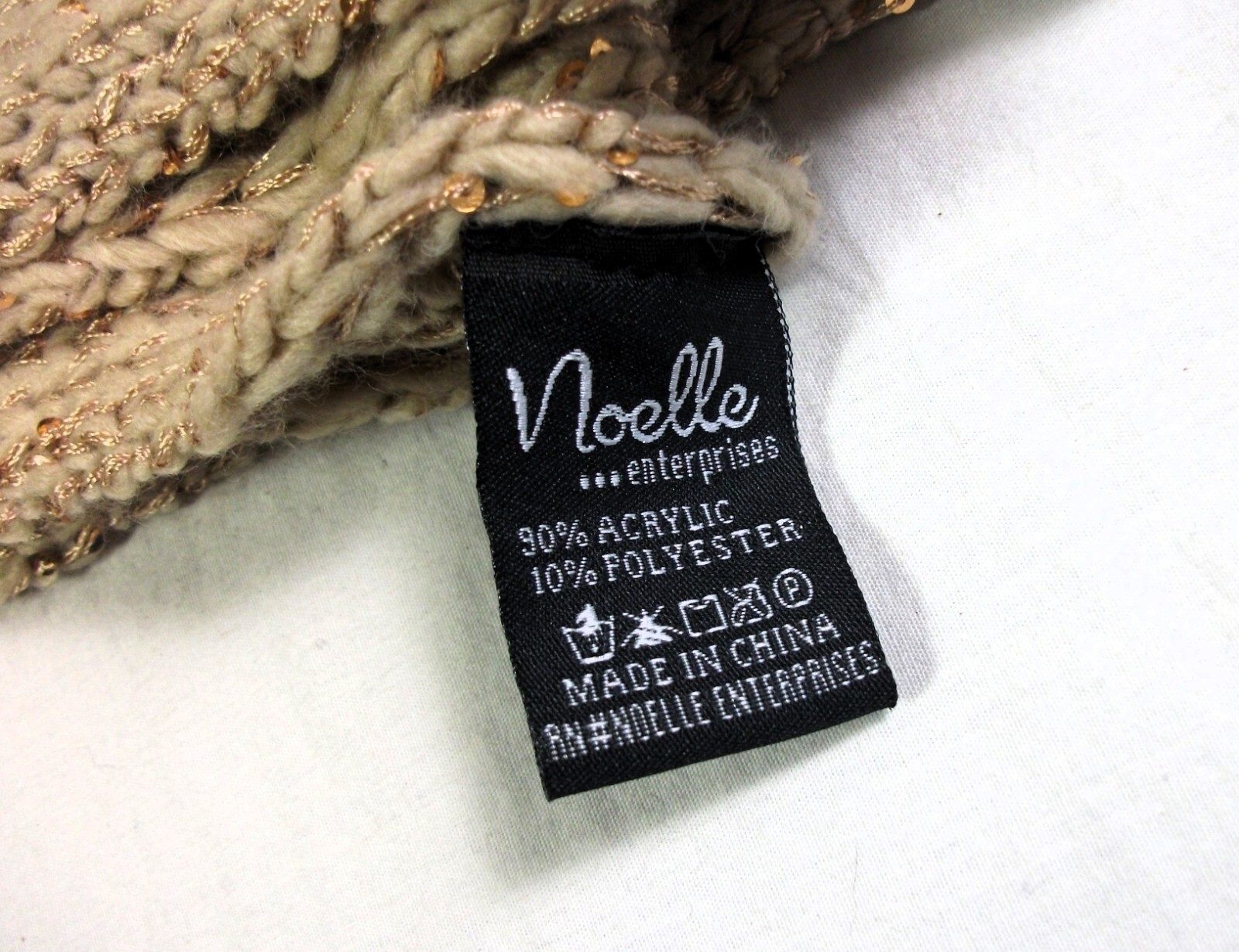 The Riverton Wrap Shawl Noelle Tan - Gold Tone Sequins New