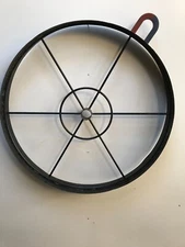 Round Stand Base Cart Wheel Design Metal Black 17" Wall Art