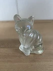 Fenton Art Glass Clear Frosted 3.75" Sitting Cat Kitten Figurine