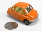 Vintage 1960s Corgi No. 233 Heinkel Diecast Toy Car Micro Bubble Car Orange