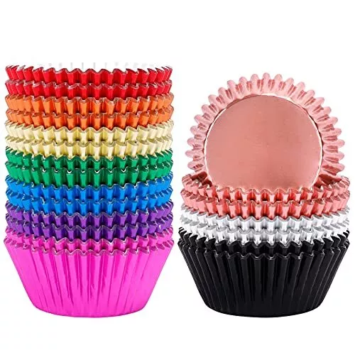 500pcs Foil Cupcake Liner Standard Size 2 Inches Muffin Liners 10 Colors  Baking