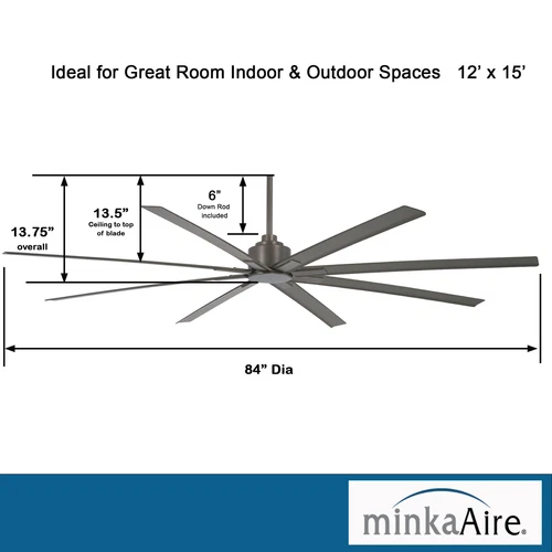 Minka Aire Xtreme H2O 84" Indoor/Outdoor Ceiling Fan, Smoked Iron - Picture 3 of 4