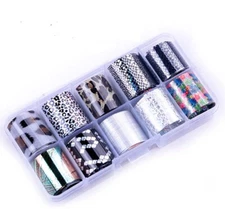 10-Piece Holographic Starry Sky Nail Foils – Glitter Nail Art Transfer Stickers