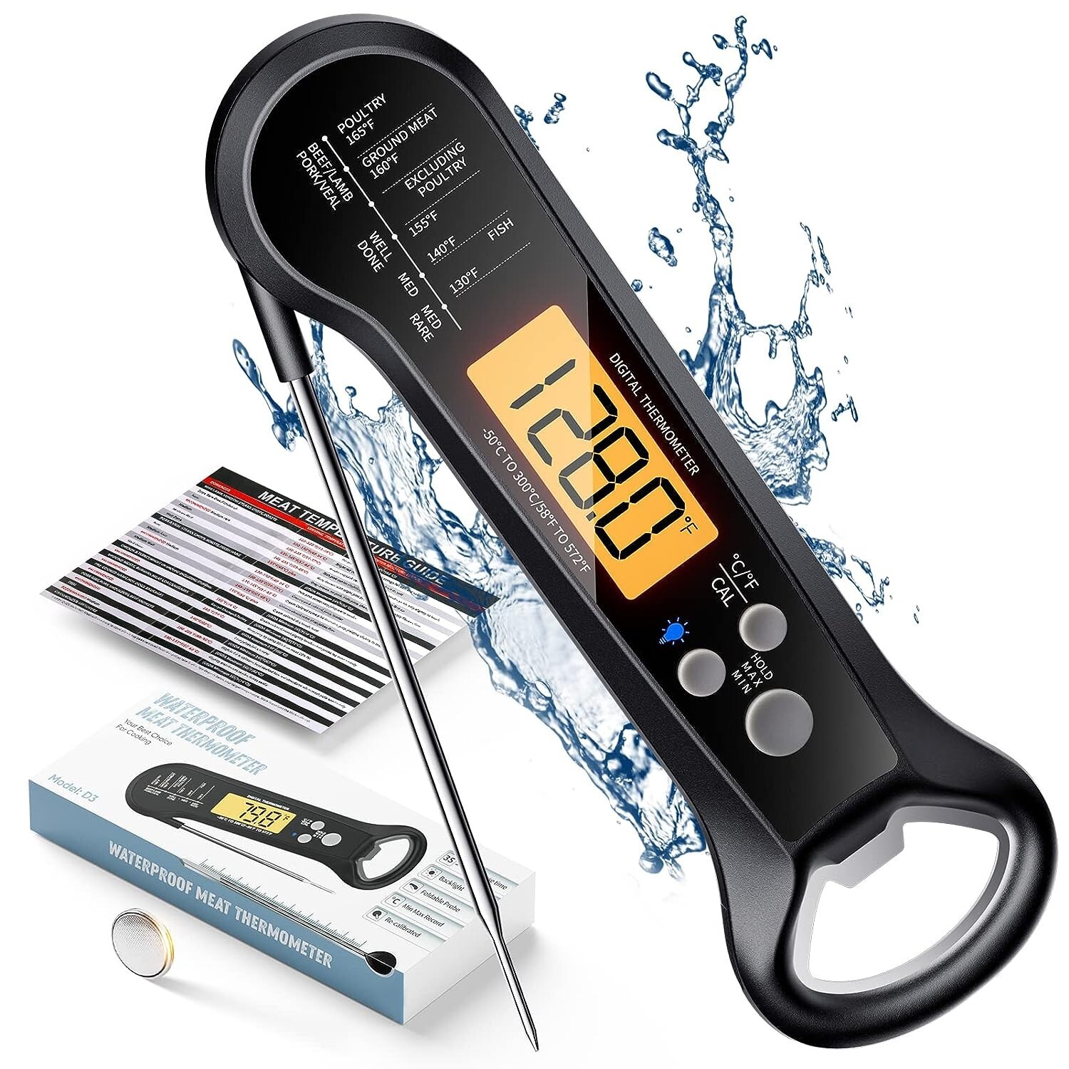 Meat Thermometer Digital, Waterproof Instant Read Meat Thermometers for Grilling-image
