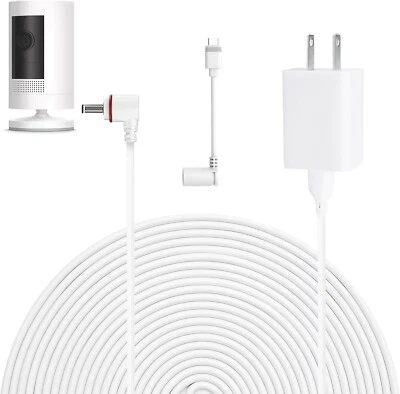 BRANDED 25FT Power Cord and Adapter Compatible with Ring Spotlight Cam Plus/Pro(Battery)