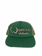 Vintage 80’s Puff Print Quaker State Racing Green SnapBack Trucker Hat