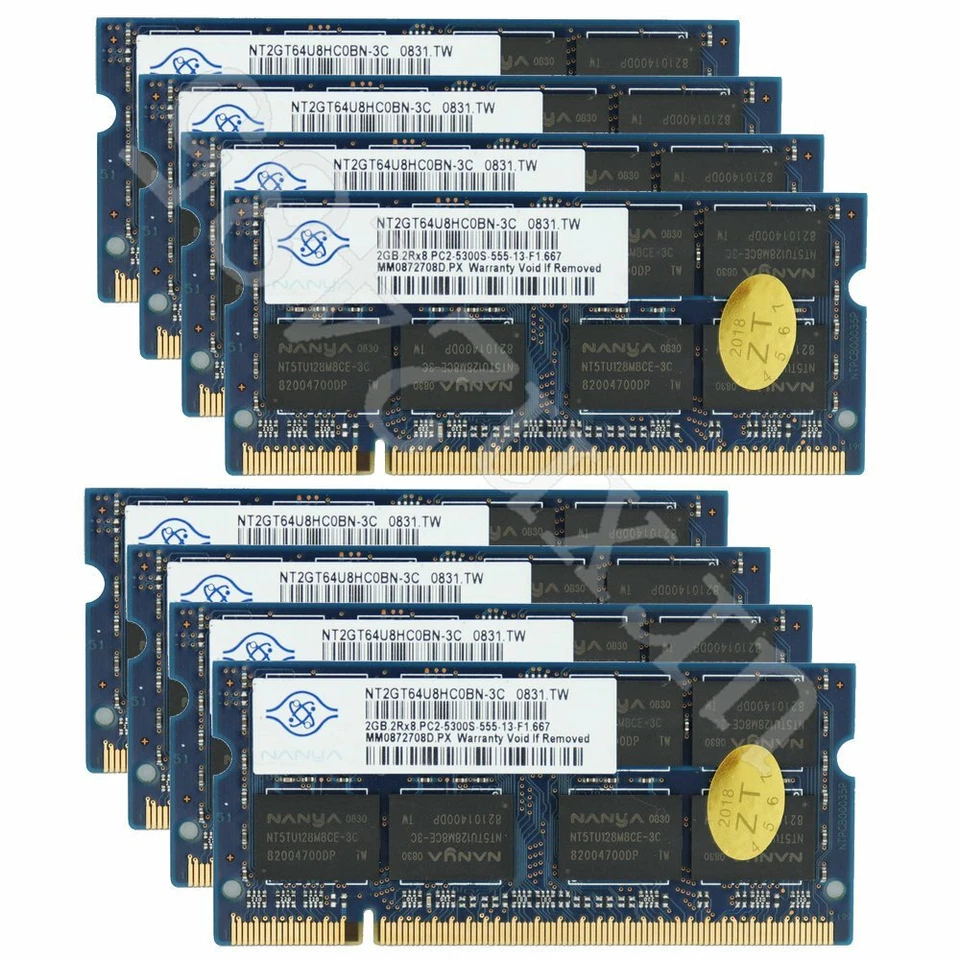 16GB 8GB 4GB 2GB DDR2 667MHz PC2-5300S SODIMM Laptop Memory SDRAM NANYA LOT BT - Image 2 of 4