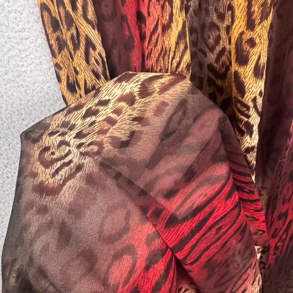 Saia i Jeans By Buffalo Feminina Marrom Vermelho Leopardo Maxi Y2K Retrô Whimsigoth Fairy - Imagem 4 de 4