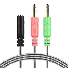MillSO Headset Adapter 3.3 Feet 3.5mm Audio Jack Y 1 Pack / Feet, Black