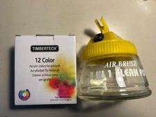 Timbertech Kit 12 Colori acrilici nuovi per aerografo 12x30ml + potter pulizia