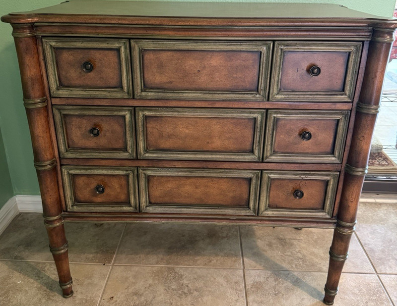 Wood 9-Drawer Freestanding Dresser, Brown Solid Finish, Knob Pull Handles