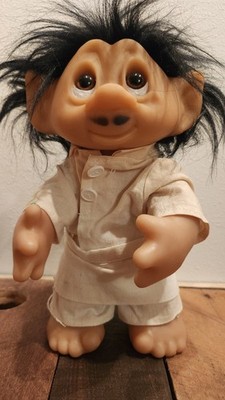 Thomas Dam 9'' Troll Doll Chef with Moustache Black Hair & Clothing Denmark 1977