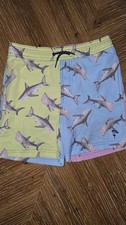 Shade Critters Palm Beach Shark Colorblock Boys Swim Trunks Sz 7 Pastels