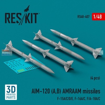 RESRS480407 1:48 ResKit AIM-120A AIM-120B AMRAAM Missile Set