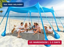 Rhino Valley Beach Tent, 10 x 10 FT Beach Shade UPF50+ Protection, Beach Canopy