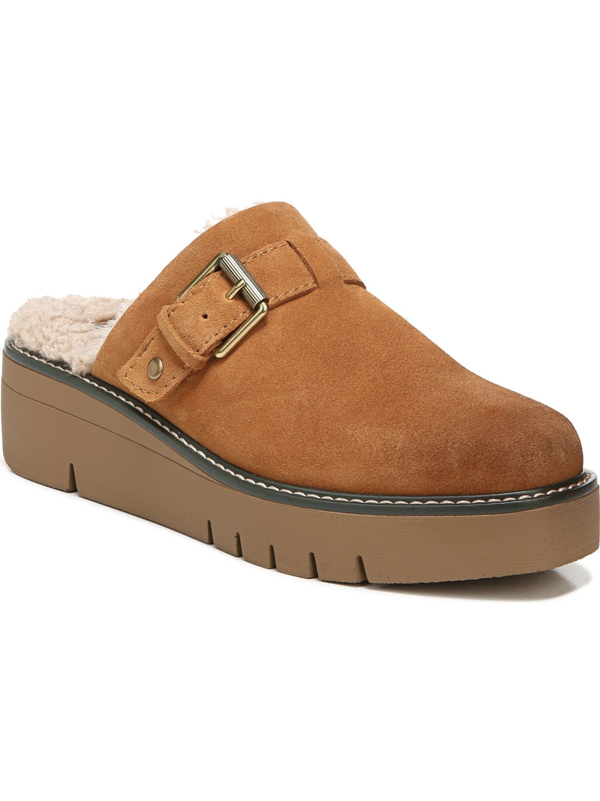 NATURALIZER Womens Orange Faux Shearling 1 Platform Wayde Wedge Mules 75 M 7390₽