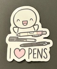 NEW The Coffee Monsterz Co. “I ❤️ Pens” Emoti Sticker TCMC