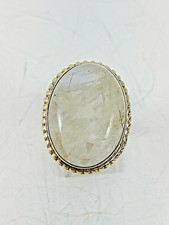 Sterling Silver .925 20mm x 25mm Oval Rainbow Moonstone Ring Size 6 1/2