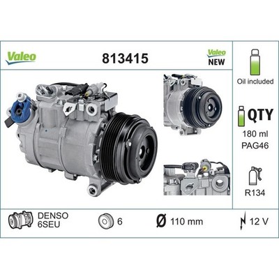 Valeo 813415 Kompressor Klimaanlage für BMW 1 3 X1 E81 E87 E88 E82 E90 E93 E92