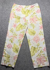 Talbots Stretch Green Floral Pants Women's Size 2 Straight Leg Pants