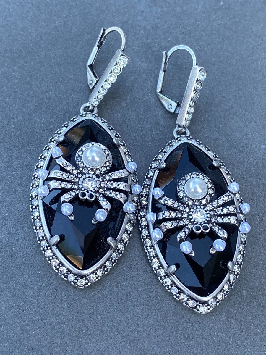 Alexander McQueen Skull Spider Black Earrings Dangle Big Earrings