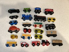 Wooden Magnetic Cars Trains Brio Melissa Doug IKEA Toys R Us Etc Lot Of 24