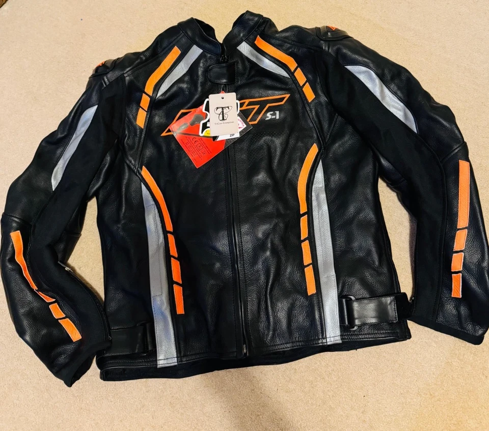RST S1 CE Mens Leather Sport Motorcycle Jacket Black / Orange TriCore Made - Image 3 of 4