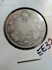 CANADA 1917  25 CENTS -GEORGE V - QUARTER SILVER COIN-EE32