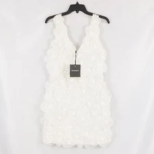 Cynthia Rowley Organza Hearts Embellished Mini Dress In White Women's Size 8
