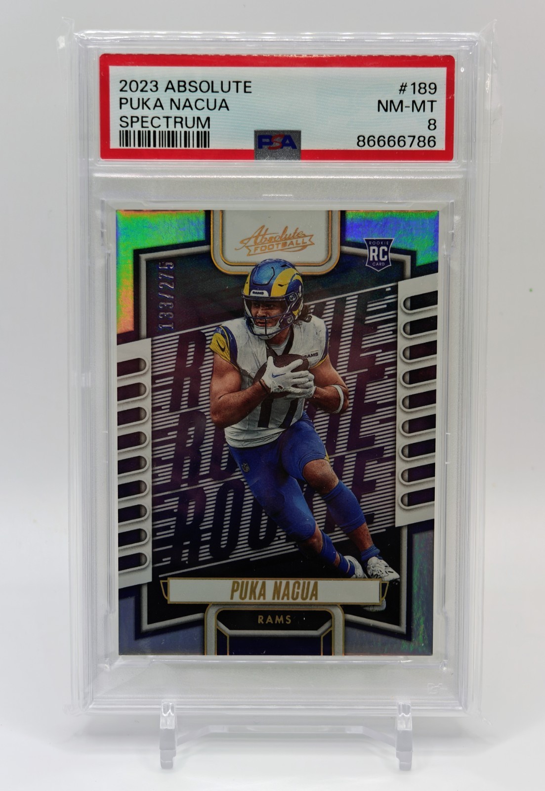 2023 Absolute Puka Nacua Spectrum RC /275 PSA 8 Rams #189