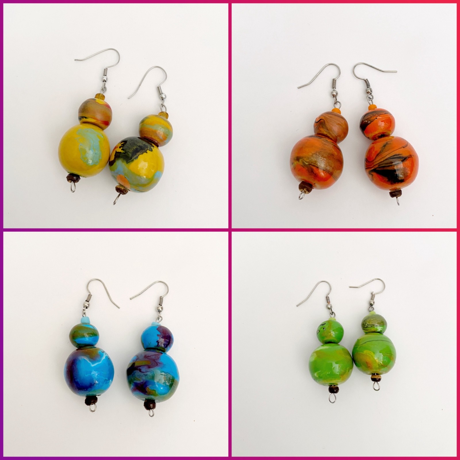 Pendientes de madera pintados a mano nuevo bisutería regalo accesorios mujer