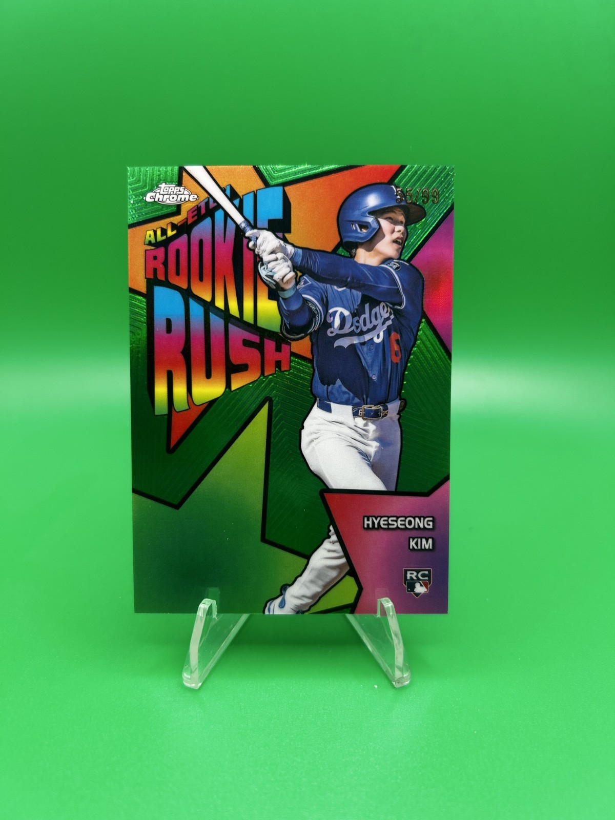 2025 Topps Chrome Hyeseong Kim All-Etch Rookie Rush RC Green Refractor /99