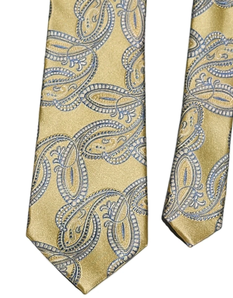 Corbata de seda de cachemira púrpura y oro amarillento y eléctrica Michael Kors de 3,5”/59,5” para hombre Foto 3 de 4