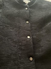 H M Black Cropped Military Textured Snap Button Jacket Size 2 Preppy Classic
