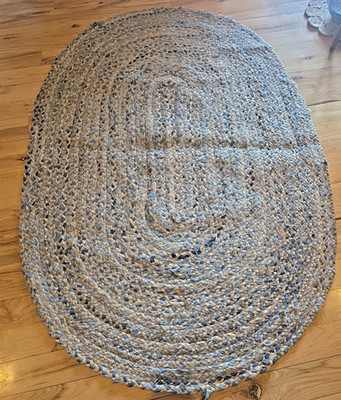 OVAL NATURAL 73'' X 50'' Broken Thread Rug Throw Floor