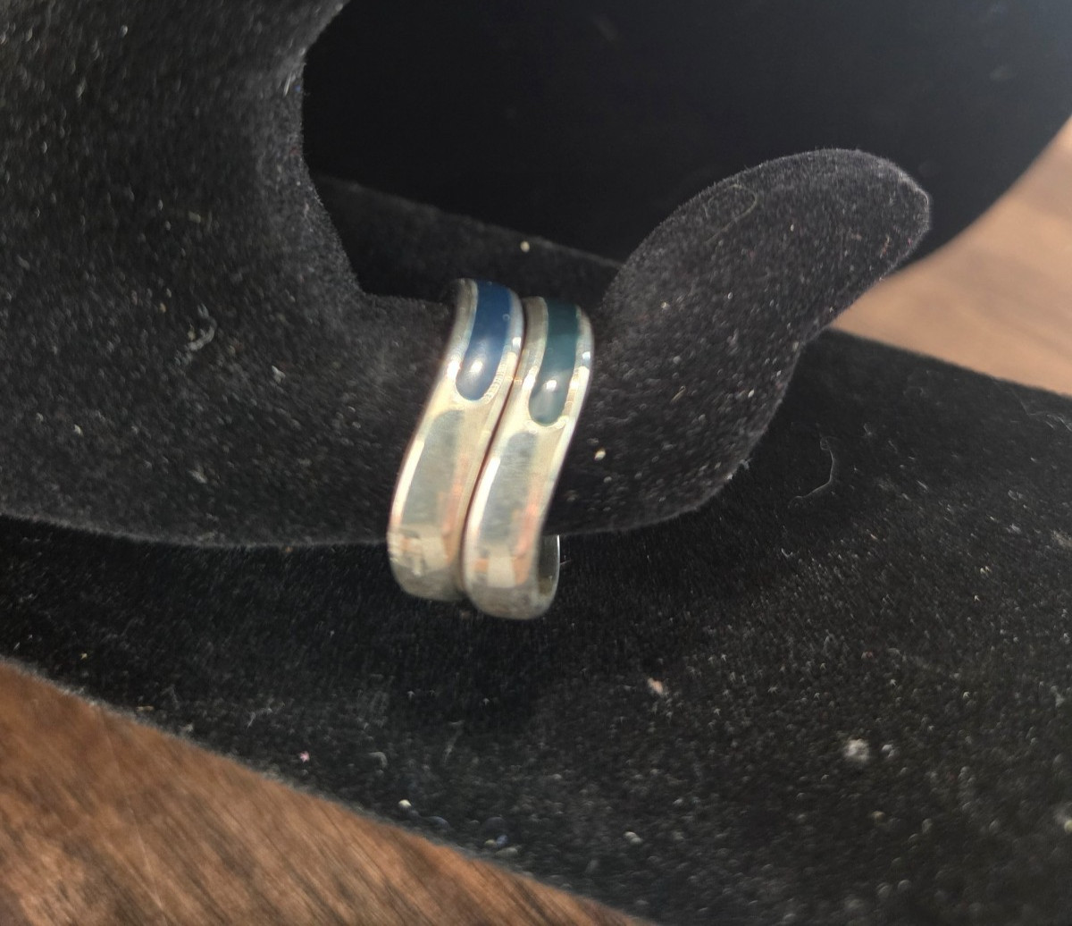 Stackable Sterling Enamel Asymmetrical Rings Size… - image 2