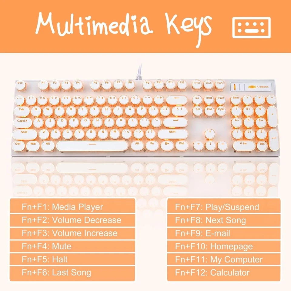 Clicky Clack Blue Switch Mechanical Keyboard, Round Keycaps - Image 4 of 4