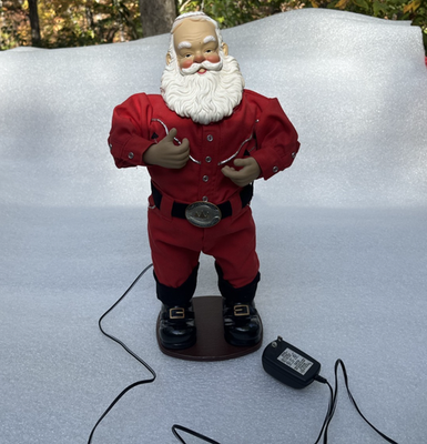 Holly Jolly Rock Santa Animated Dancing Singing Cowboy Alan