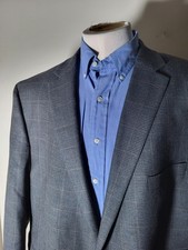 54R Ralph Lauren Orange Gray Silk Wool Tweed Windowpane Check Blazer Jacket Coat