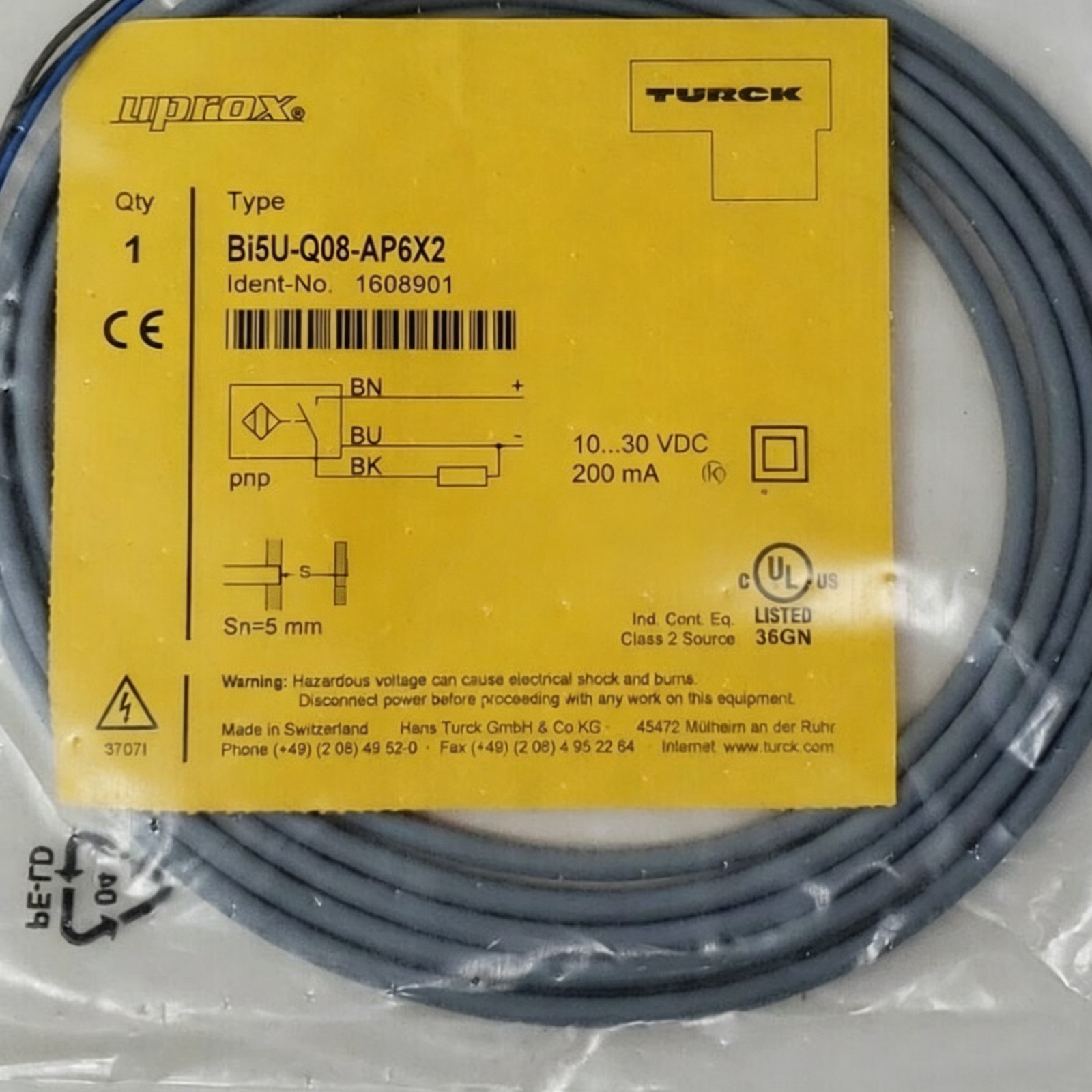 BI5U-Q08-AP6X2 New Sealed Turck Proximity Switch BI5U-Q08-AP6X2 Free delivery