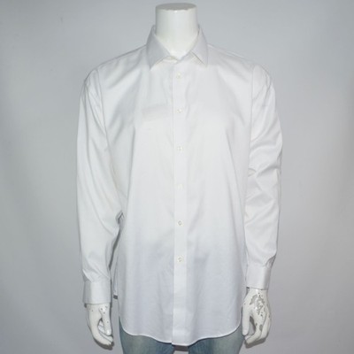 JOSEPH ABBOUD Slim Fit Non Iron Stretch Cotton White Dress Shirt Sz 18 34/35