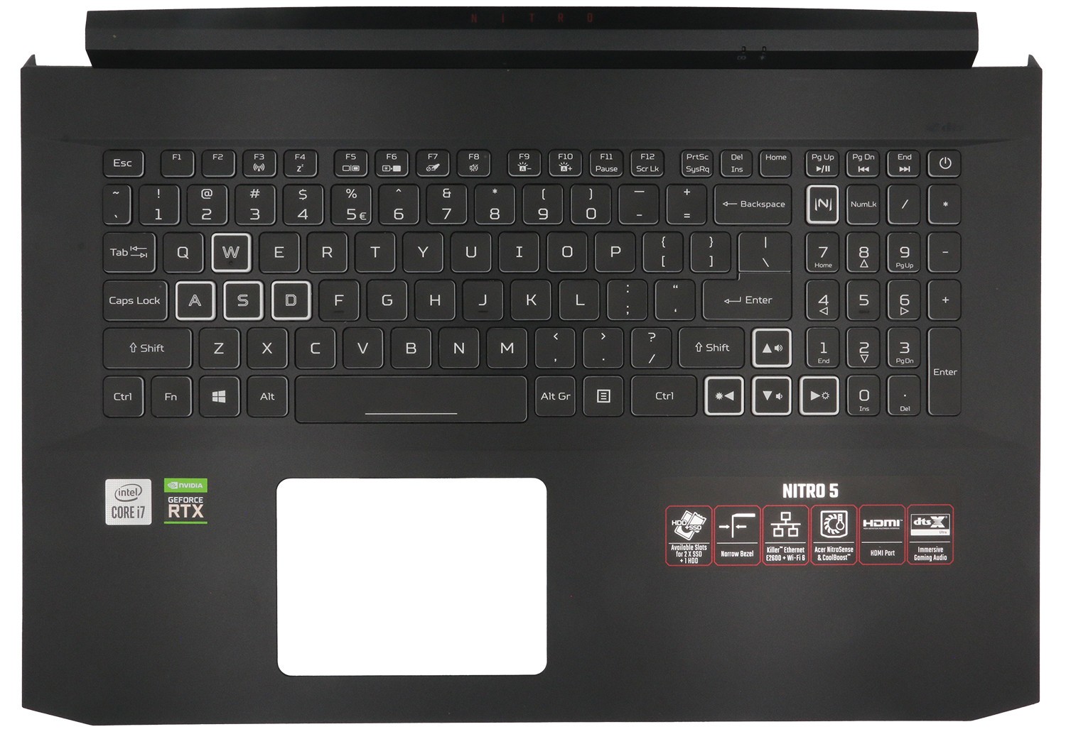 Original US Keyboard w/ Cover Palmrest ACER NITRO AN517-52 RTX3060 RGB Backlit