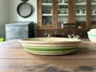Hull Beehive Yellowware green stripe Pie Plate