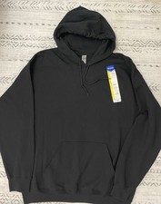 NWT Black Gildan Heavy-Blend Pullover Sweatshirt-Hoodie Lined in Fleece SZ Large
