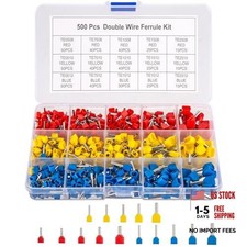 500pcs Double Wire Ferrules Kit - Twin Ferrule Connectors, AWG 14-22