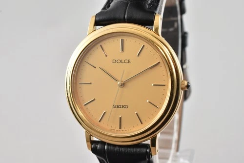 Vintage 1991 [Near MINT] Seiko Dolce 5E31-6C20 Gold Quartz Mens Watch From JAPAN